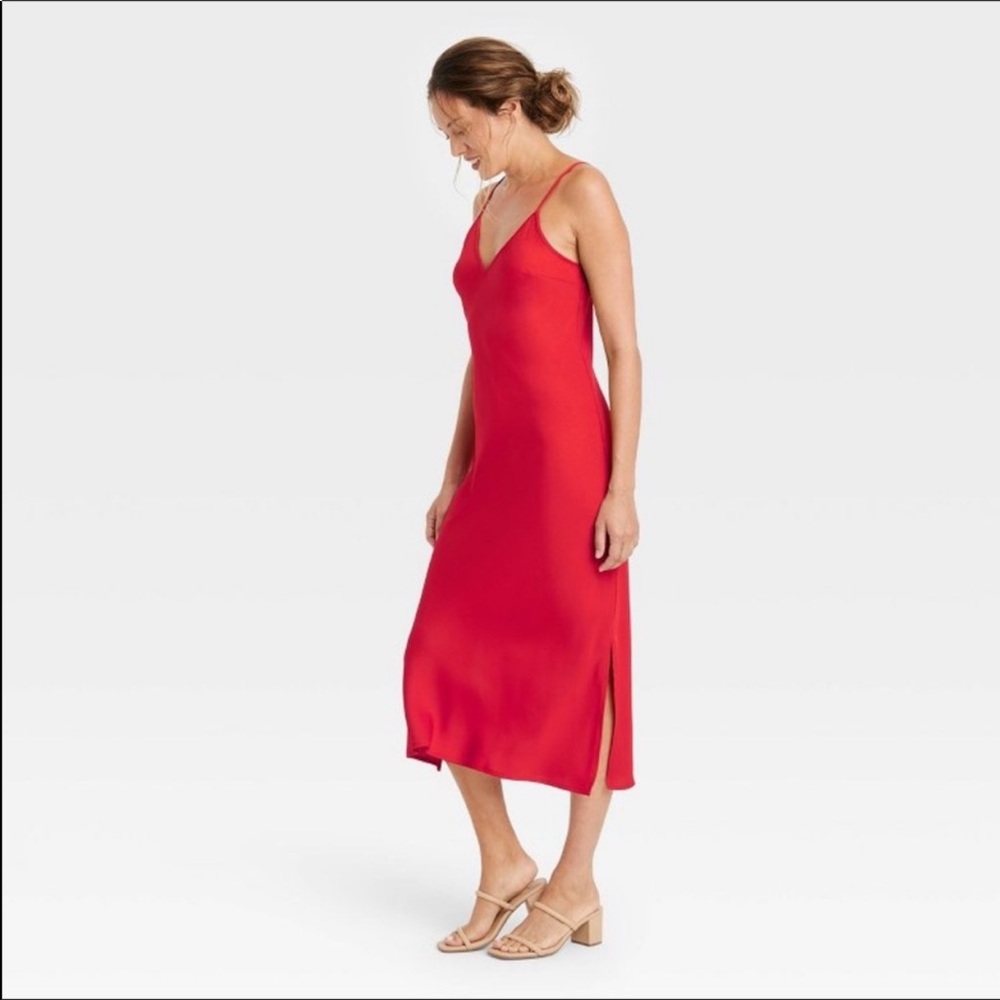 Red Satin Slip Dress
